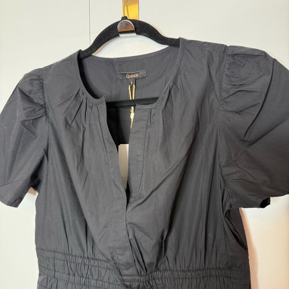 Quince 100% Organic Cotton Poplin Tiered Maxi Dress Black NWT Small - Picture 5 of 13